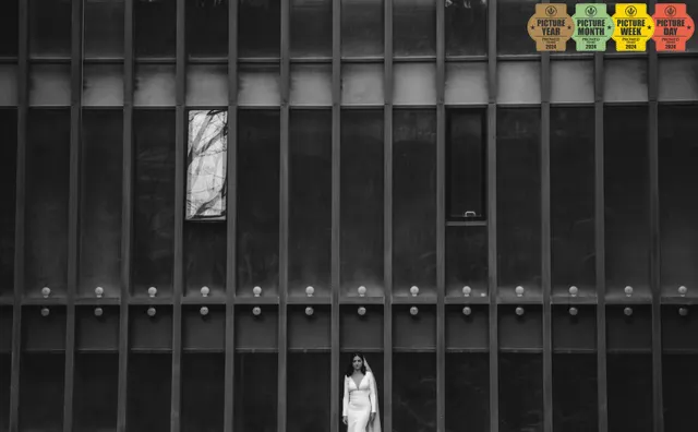 bride architectural grid facade tiny figure georgia — GOGA Photography