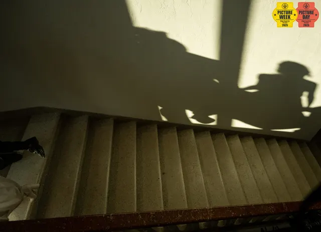 wedding shadow silhouette staircase editorial photo — GOGA Photography