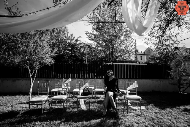 wedding setup chairs fabric canopy candid press — GOGA Photography